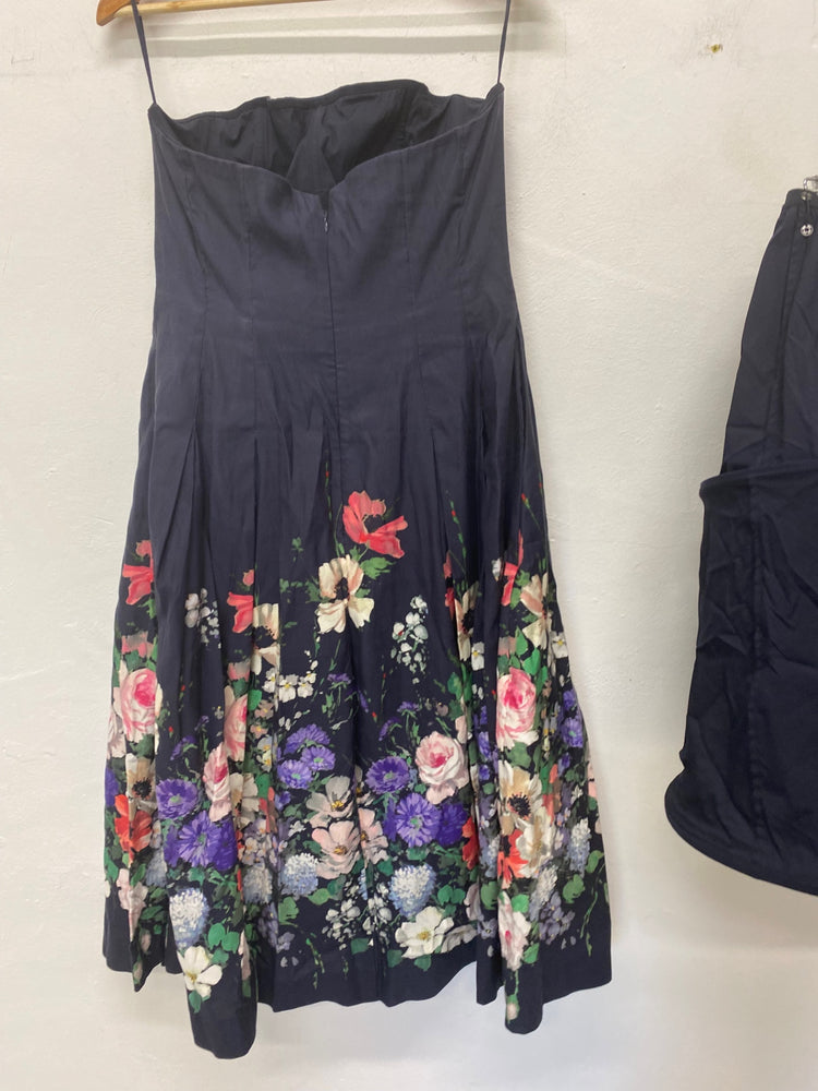 Gorgeous & Other Stories Ballgown Uk14 Navy floral With hoop NR002