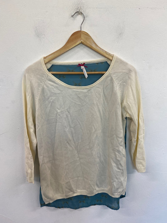 Gorgeous Ness Blouse UK L Cream & Turquoise FH004