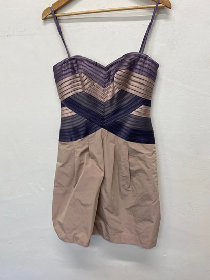 Gorgeous BCBGMAXAZRIA Party Dress UK8 Beige purple party occasion LB005