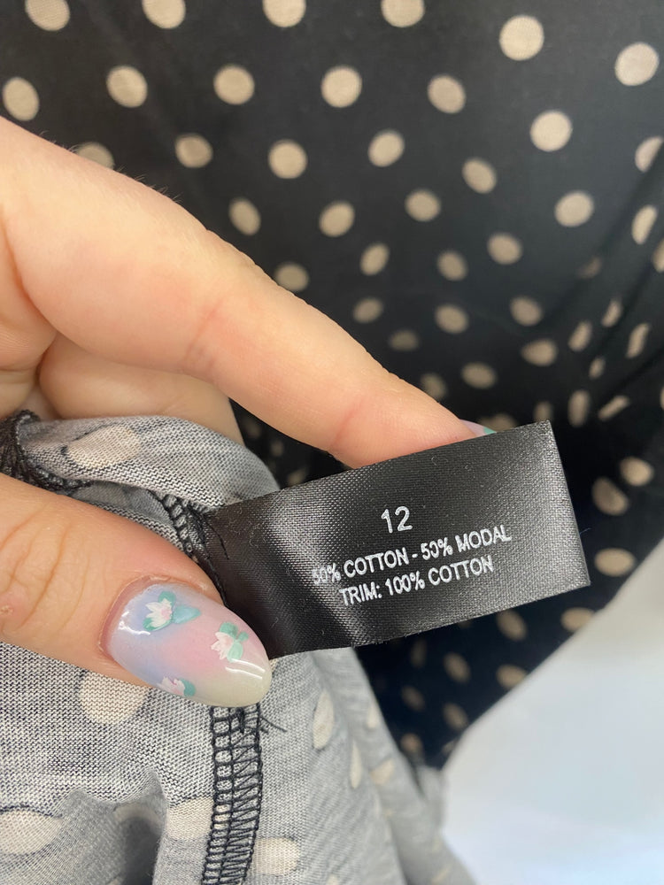 Gorgeous Dickins & Jones Midi Dress UK12 Black & Beige Polkadot FH004