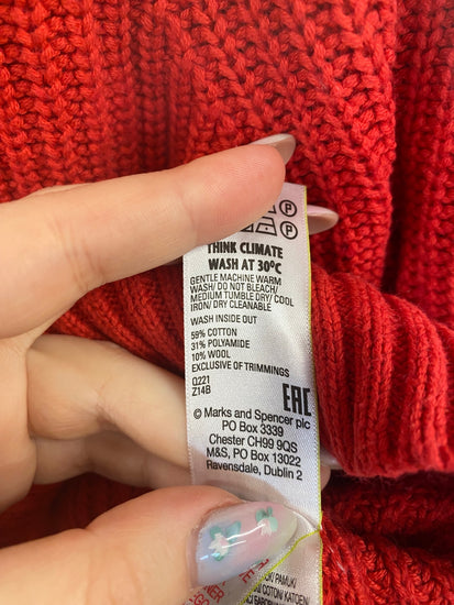 Gorgeous Marks & Spencers Turtleneck Jumper UK S Red FH004