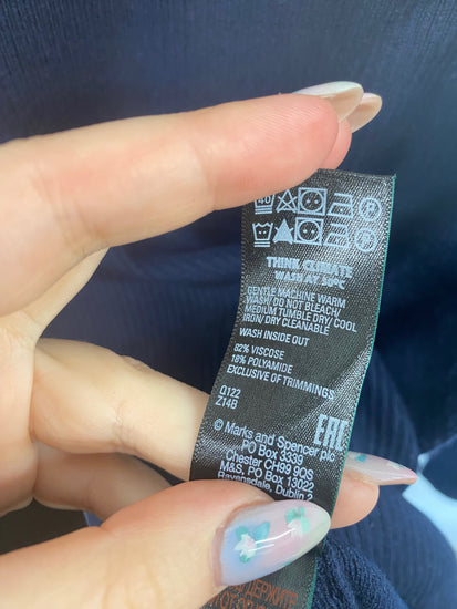 Gorgeous Marks & Spencers Ribbed Turtleneck Jumper UK10 Navy FH004