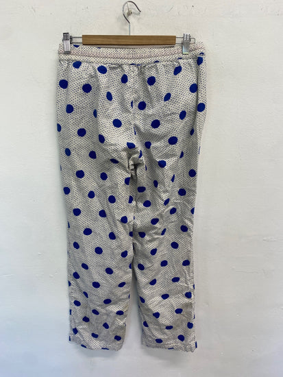 Gorgeous Boden Pajama pants UK S White with blue polka dots MM005