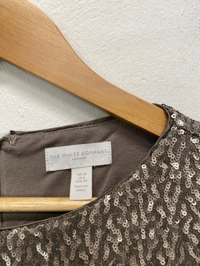 Gorgeous The White Company Evening Top UK10 Gold Champagne sequin party FH004