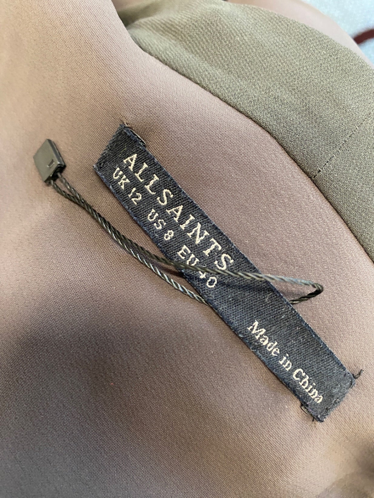 Gorgeous AllSaints amis Dress UK12 Khaki AE001