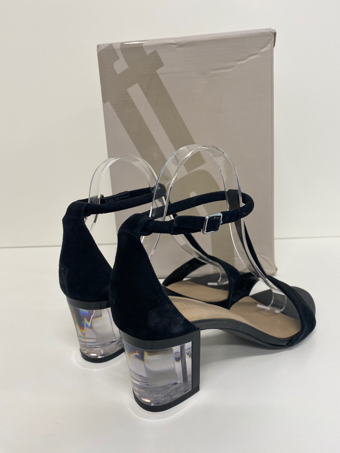 Gorgeous Autograph Sandals UK5 Black mid glass heel FH004