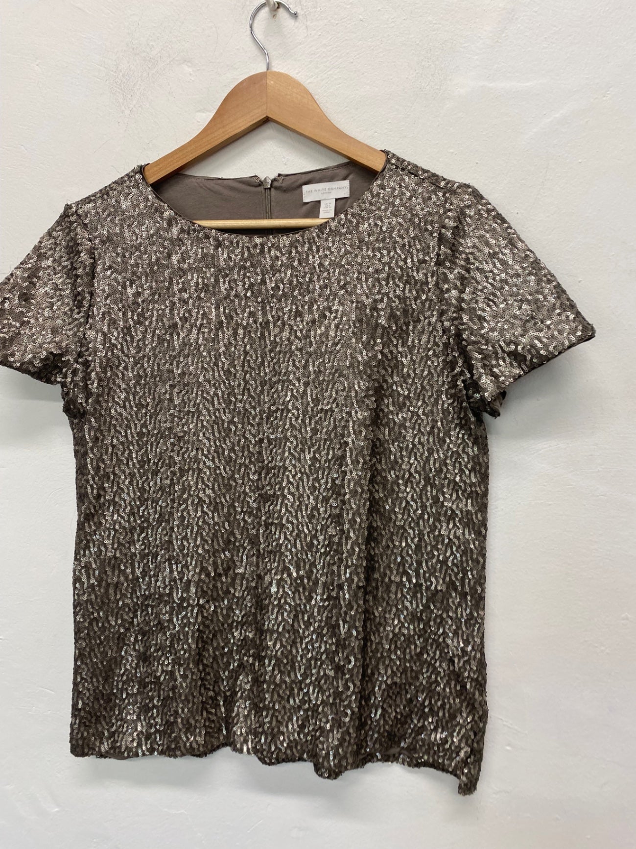 Gorgeous The White Company Evening Top UK10 Gold Champagne sequin party FH004