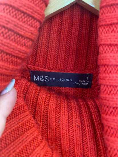 Gorgeous Marks & Spencers Turtleneck Jumper UK S Red FH004