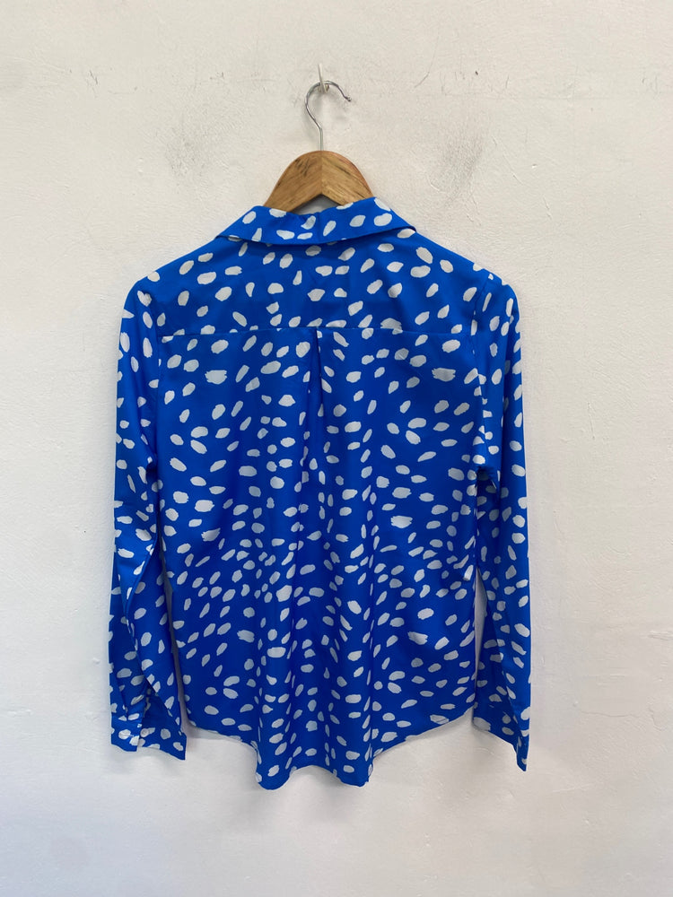 Gorgeous Frontrow Blouse UK M Blue white spotted FH004