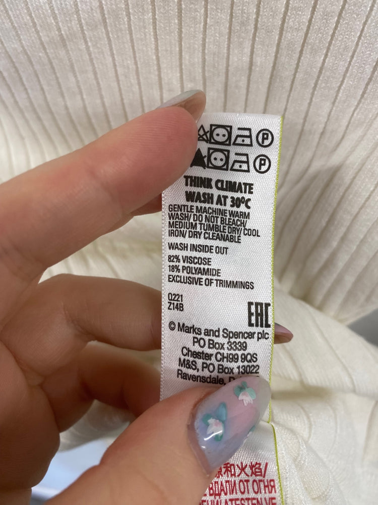 Gorgeous Marks & Spencers Ribbed Turtleneck Jumper UK10 Cream FH004