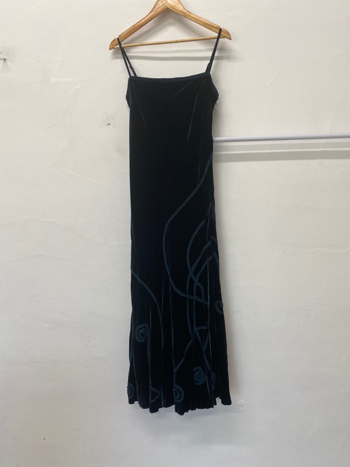 Gorgeous Per Una velvet Evening Dress Uk16 Forest Green sequins party NR002