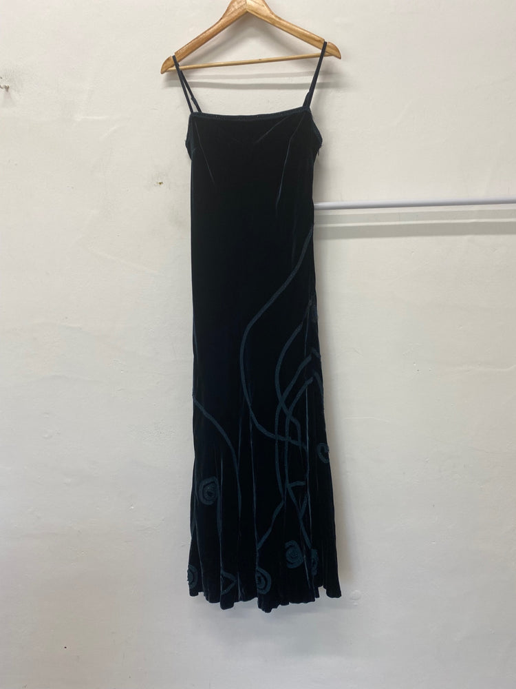 Gorgeous Per Una velvet Evening Dress Uk16 Forest Green sequins party NR002