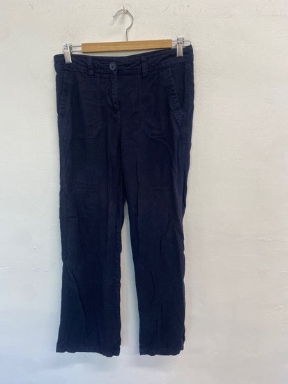 Gorgeous Marks & Spencers Wide leg trousers UK8 Dark Blue linen MM005