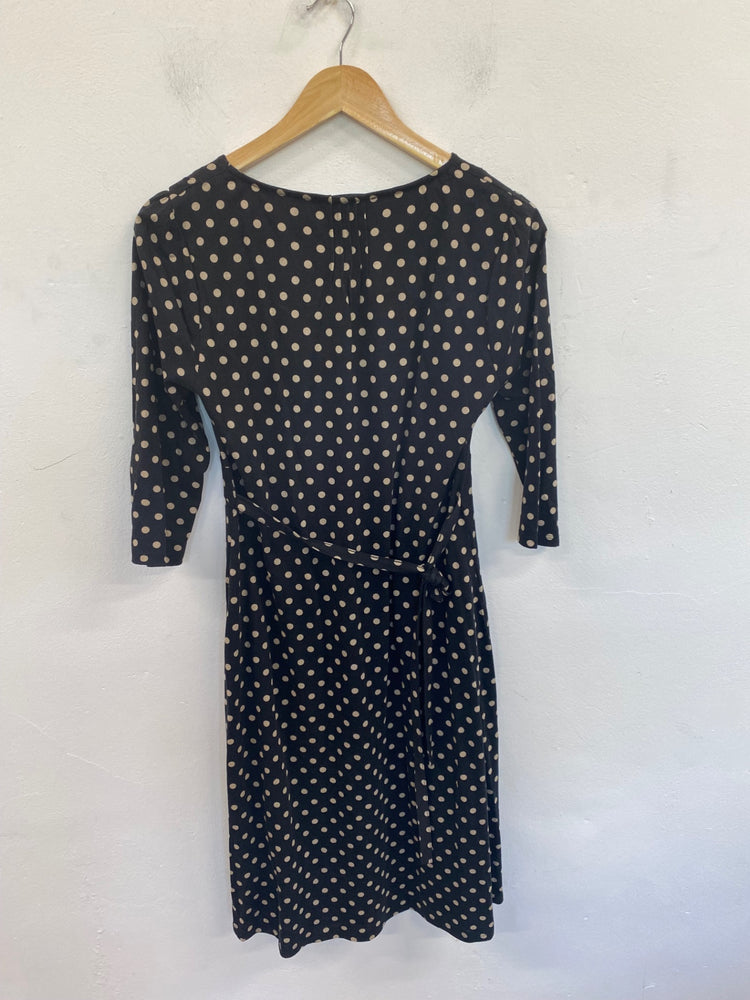 Gorgeous Dickins & Jones Midi Dress UK12 Black & Beige Polkadot FH004