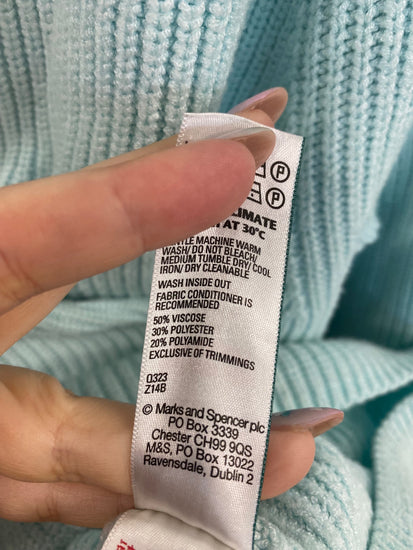 Gorgeous Marks & Spencers Turtleneck Jumper UK L Turquoise FH004