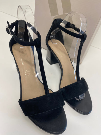 Gorgeous Autograph Sandals UK5 Black mid glass heel FH004