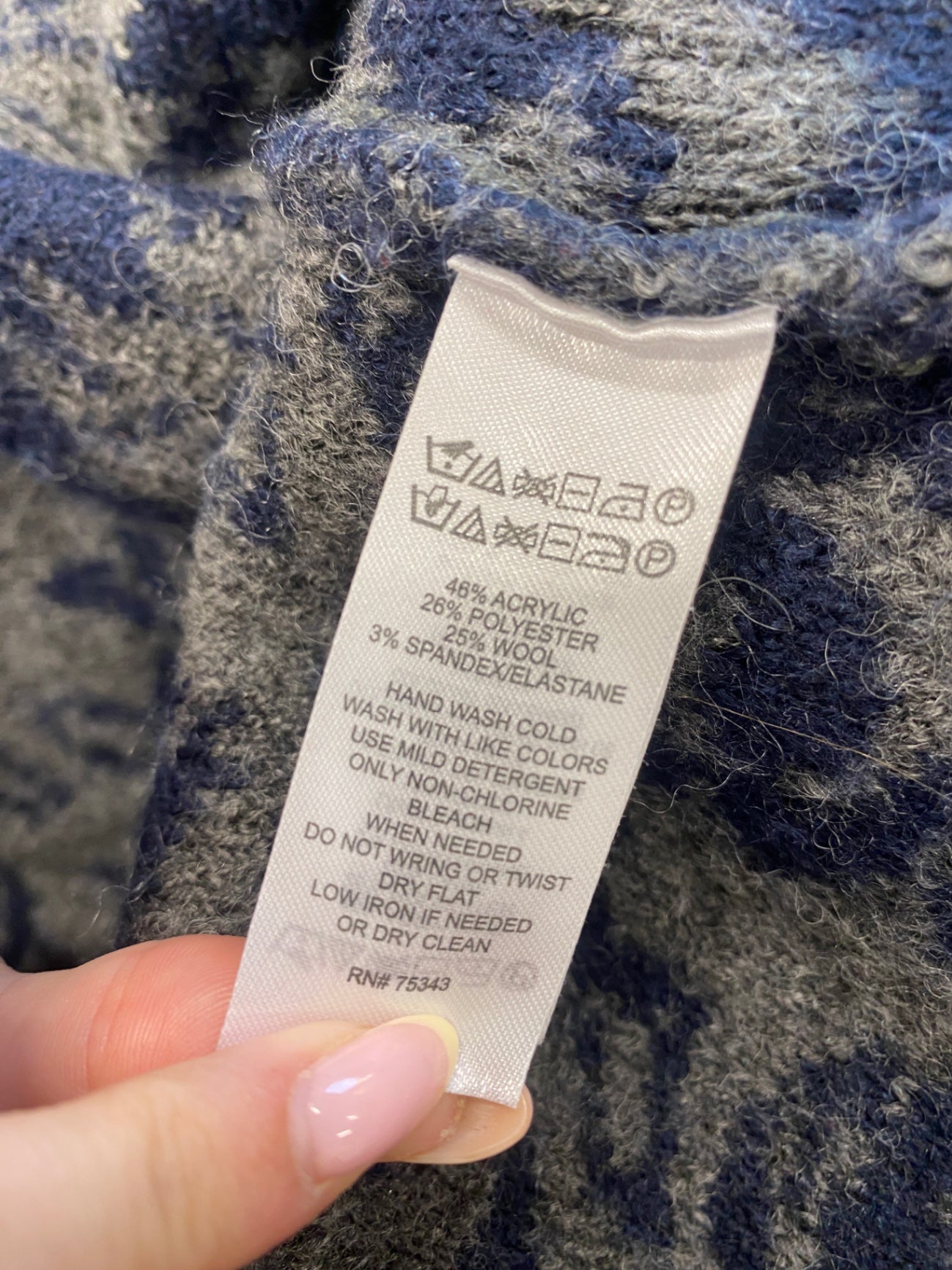 Gorgeous Ellen Tracy Poncho UK L Navy blue pattern NR002