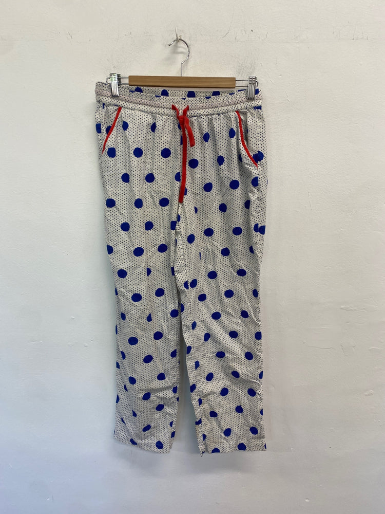 Gorgeous Boden Pajama pants UK S White with blue polka dots MM005