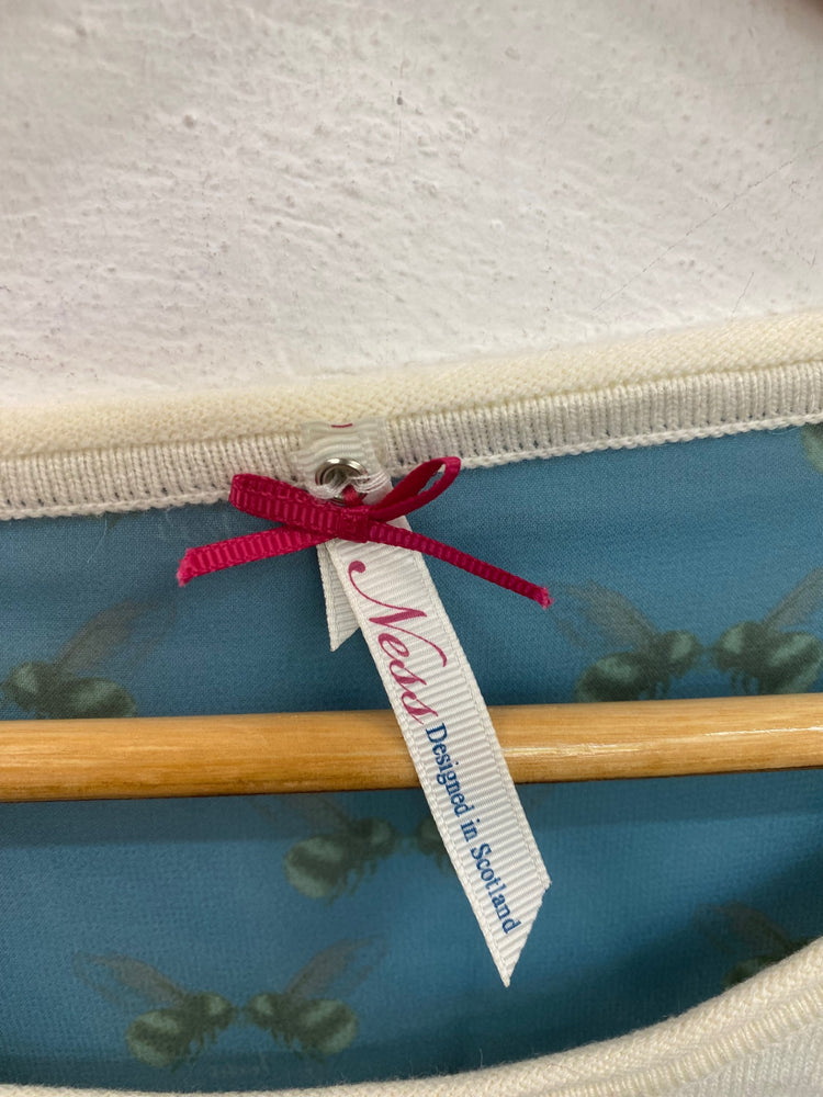 Gorgeous Ness Blouse UK L Cream & Turquoise FH004