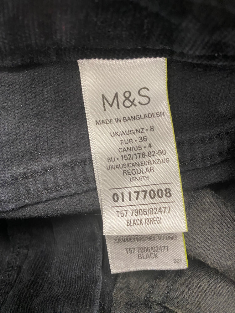 Gorgeous Marks & Spencers Corduroy Jeans UK8 Black FH004