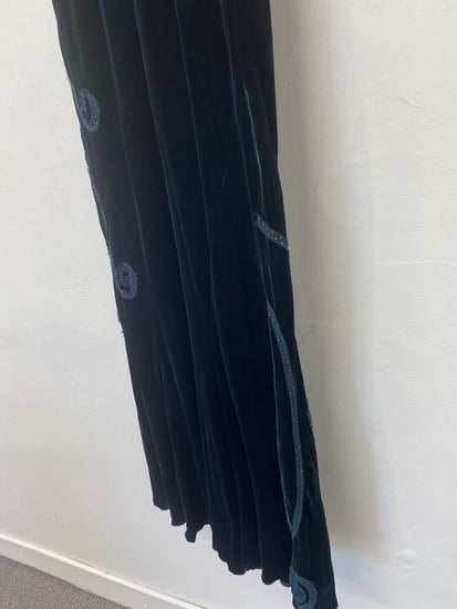 Gorgeous Per Una velvet Evening Dress Uk16 Forest Green sequins party NR002