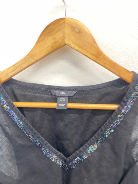 Gorgeous H&M Tank Top UK12 Black sequin MM005