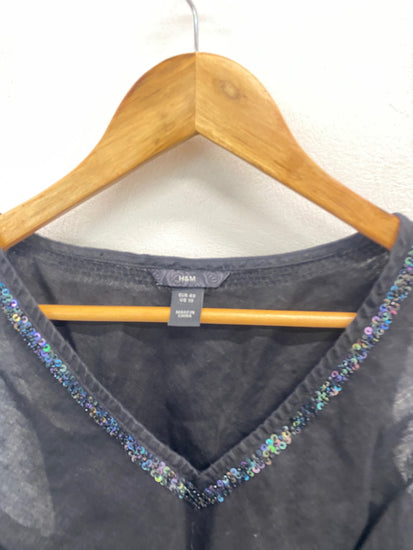 Gorgeous H&M Tank Top UK12 Black sequin MM005