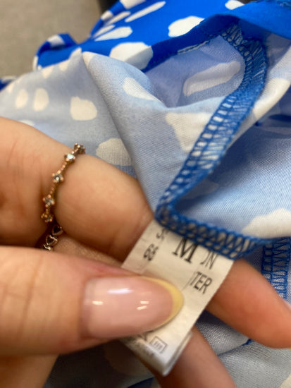 Gorgeous Frontrow Blouse UK M Blue white spotted FH004