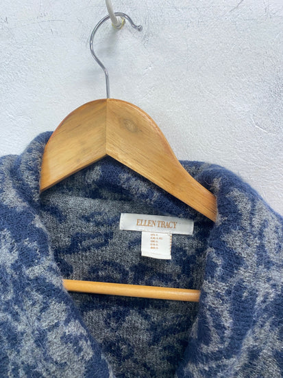 Gorgeous Ellen Tracy Poncho UK L Navy blue pattern NR002