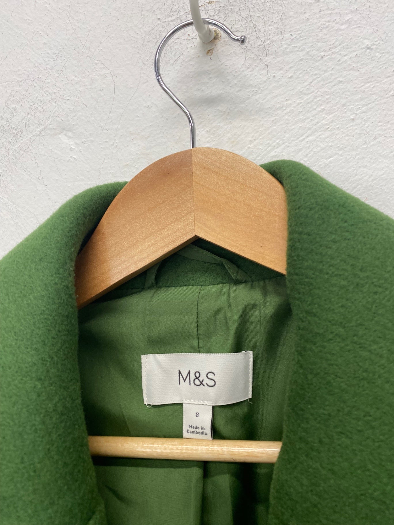 Gorgeous Marks & Spencer Overcoat Uk8 Green Stunning FH004