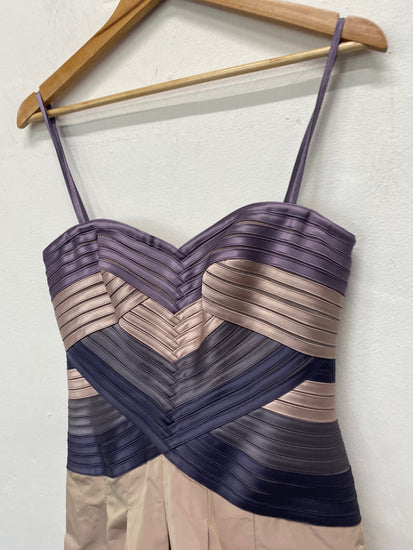 Gorgeous BCBGMAXAZRIA Party Dress UK8 Beige purple party occasion LB005