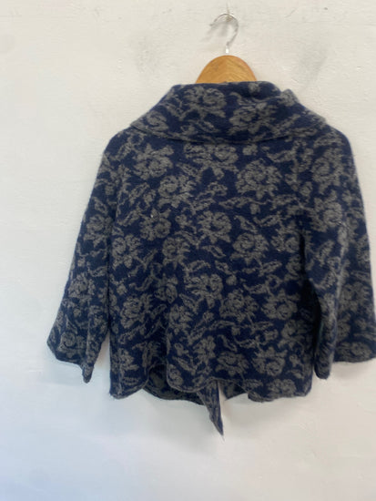 Gorgeous Ellen Tracy Poncho UK L Navy blue pattern NR002