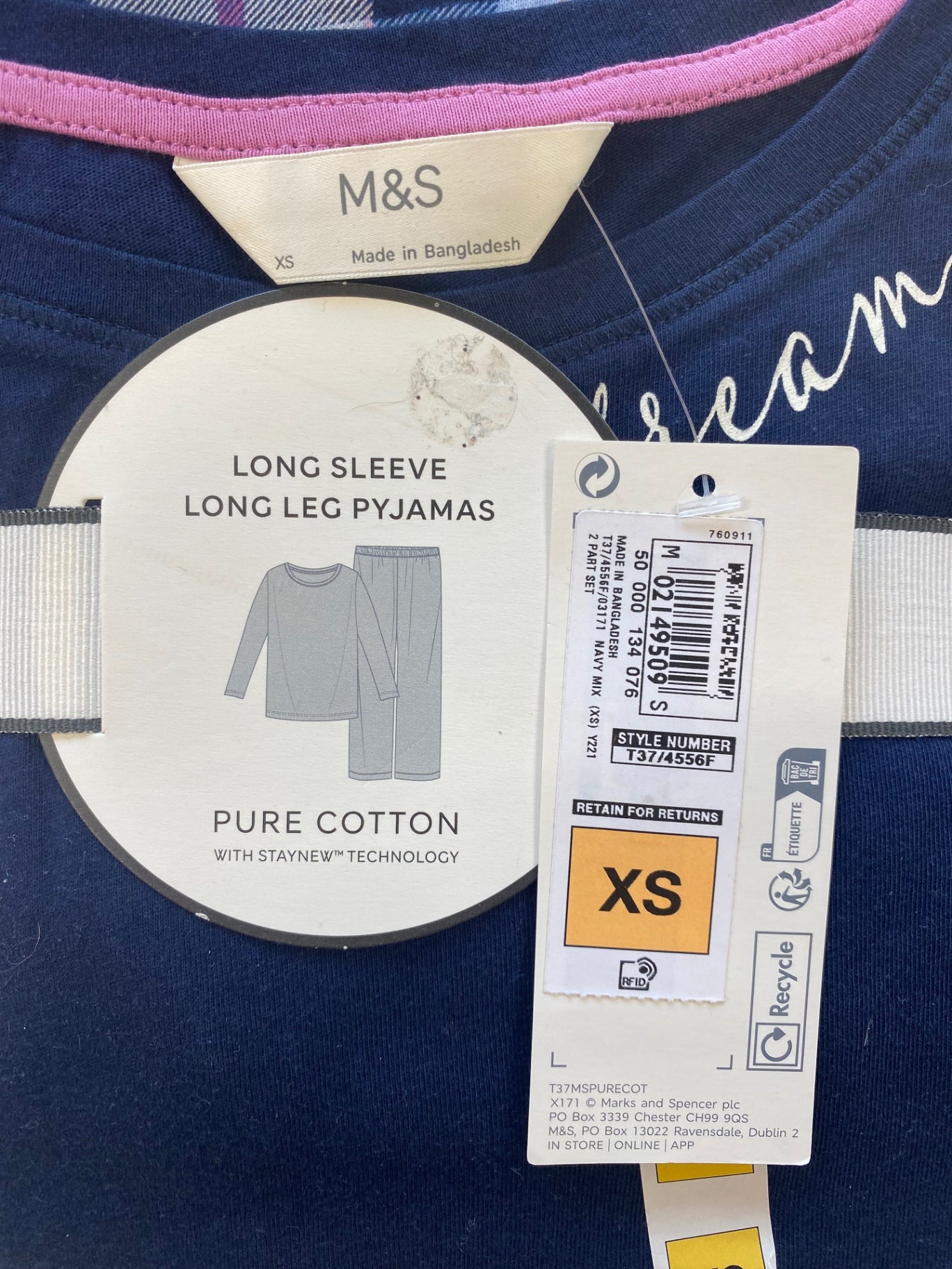Gorgeous Marks & Spencers Pyjamas UK XS Navy Multi FH004