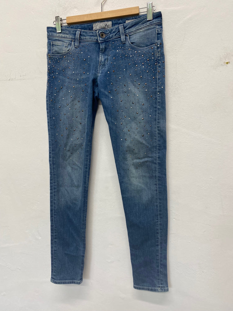Gorgeous Guess Embellished Jeans W29" Blue embellished studs NR002