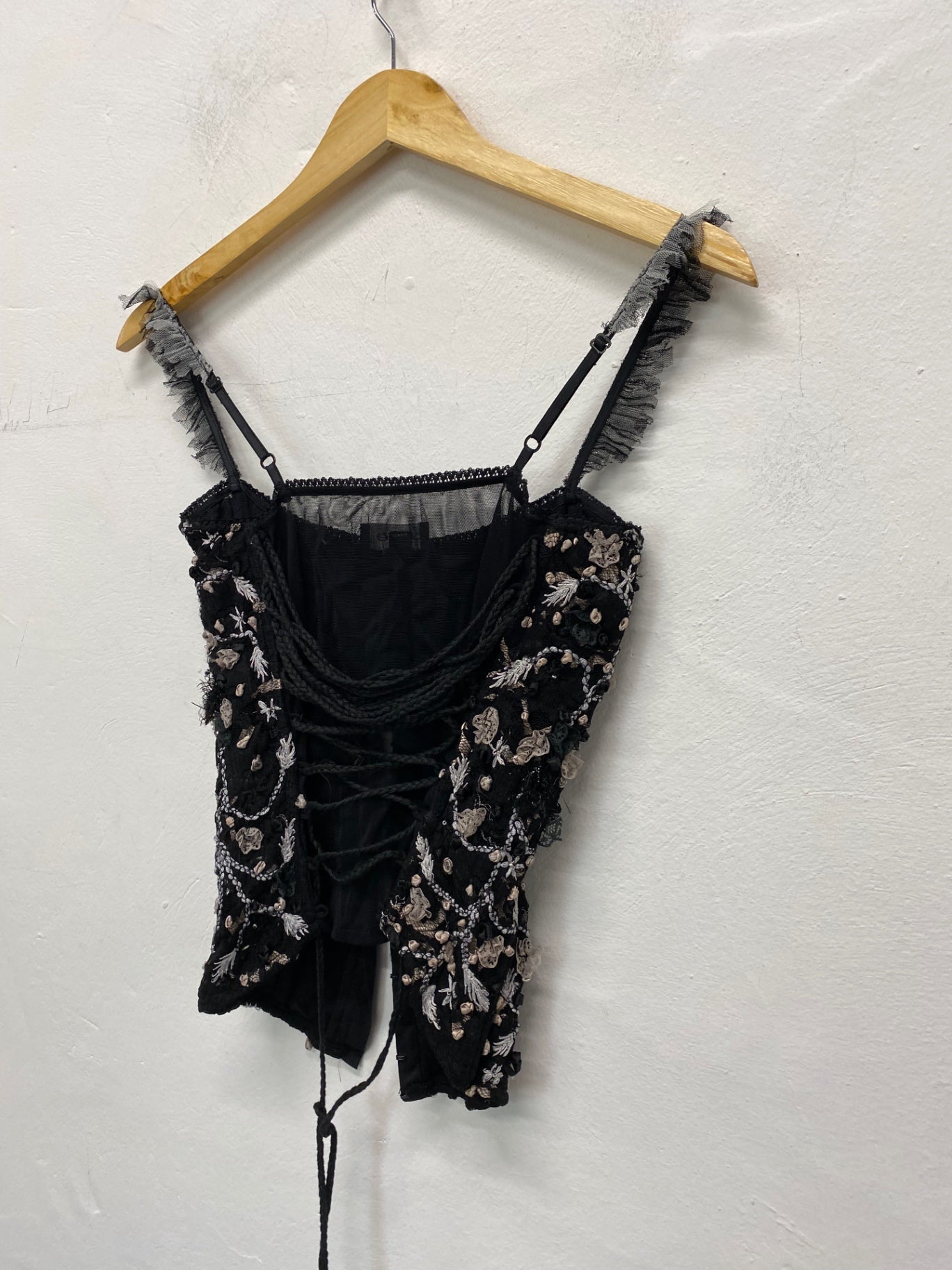 Gorgeous Bebe Corset UK M Black & White wired embellished SL002