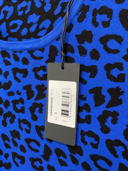 Gorgeous Guess leopard Dress Uk 4 Blue & Black Rara SL002