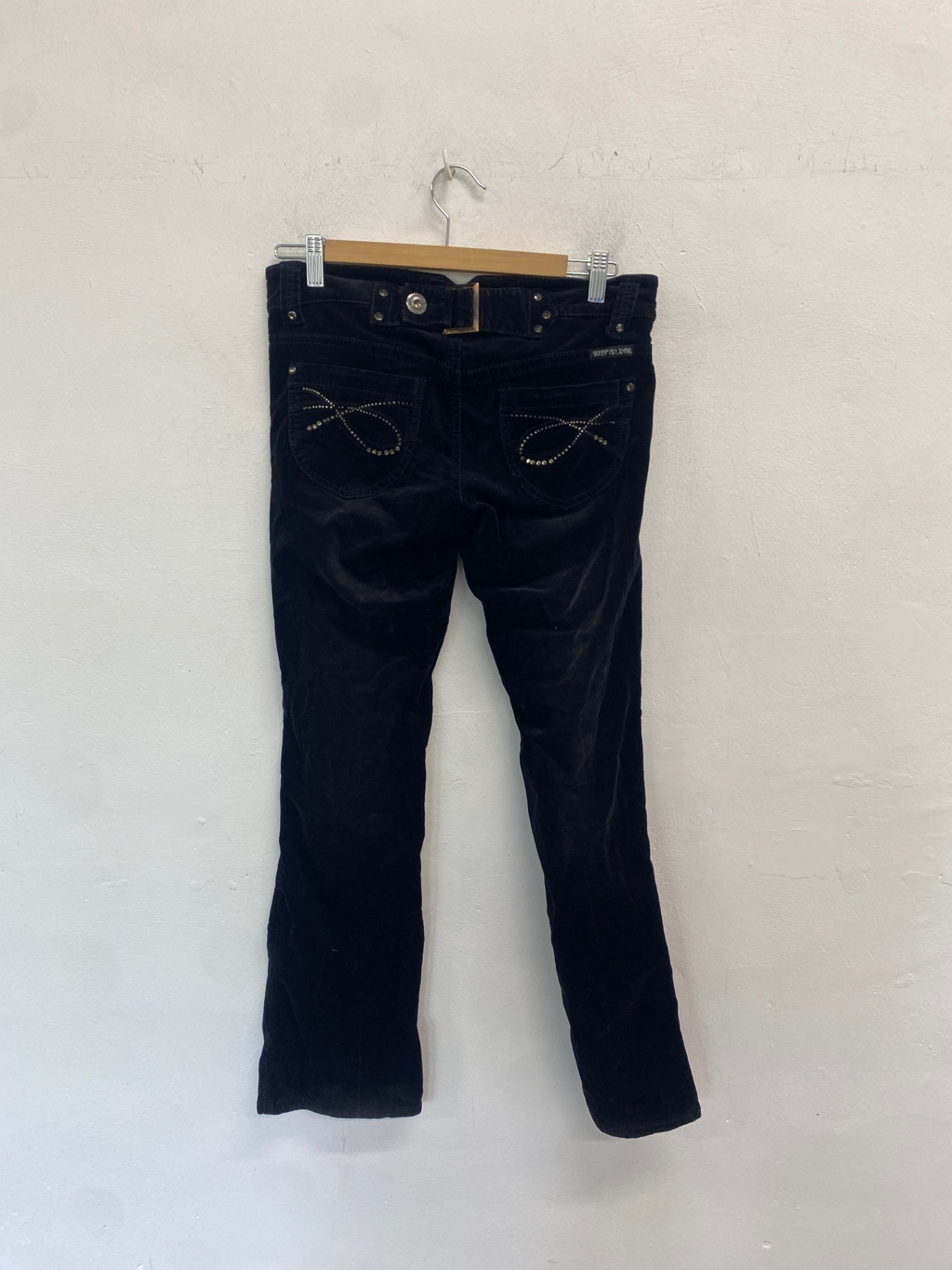 Gorgeous River Island Low rise cord Jeans flare UK8 Black SL002