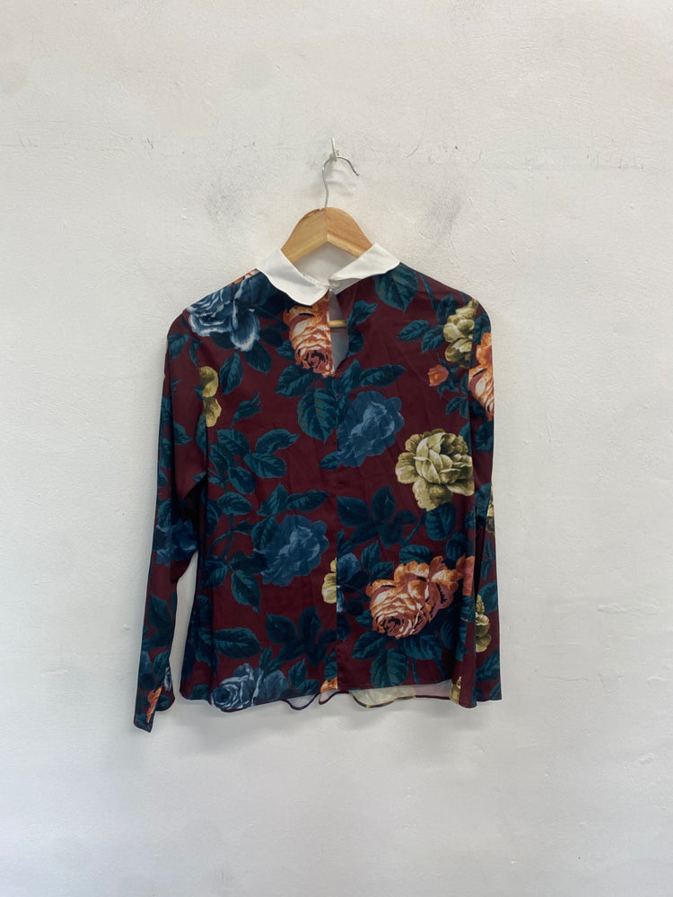 Gorgeous ASOS Blouse UK8 Burgundy floral maternity SL002