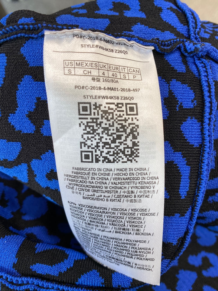 Gorgeous Guess leopard Dress Uk 4 Blue & Black Rara SL002