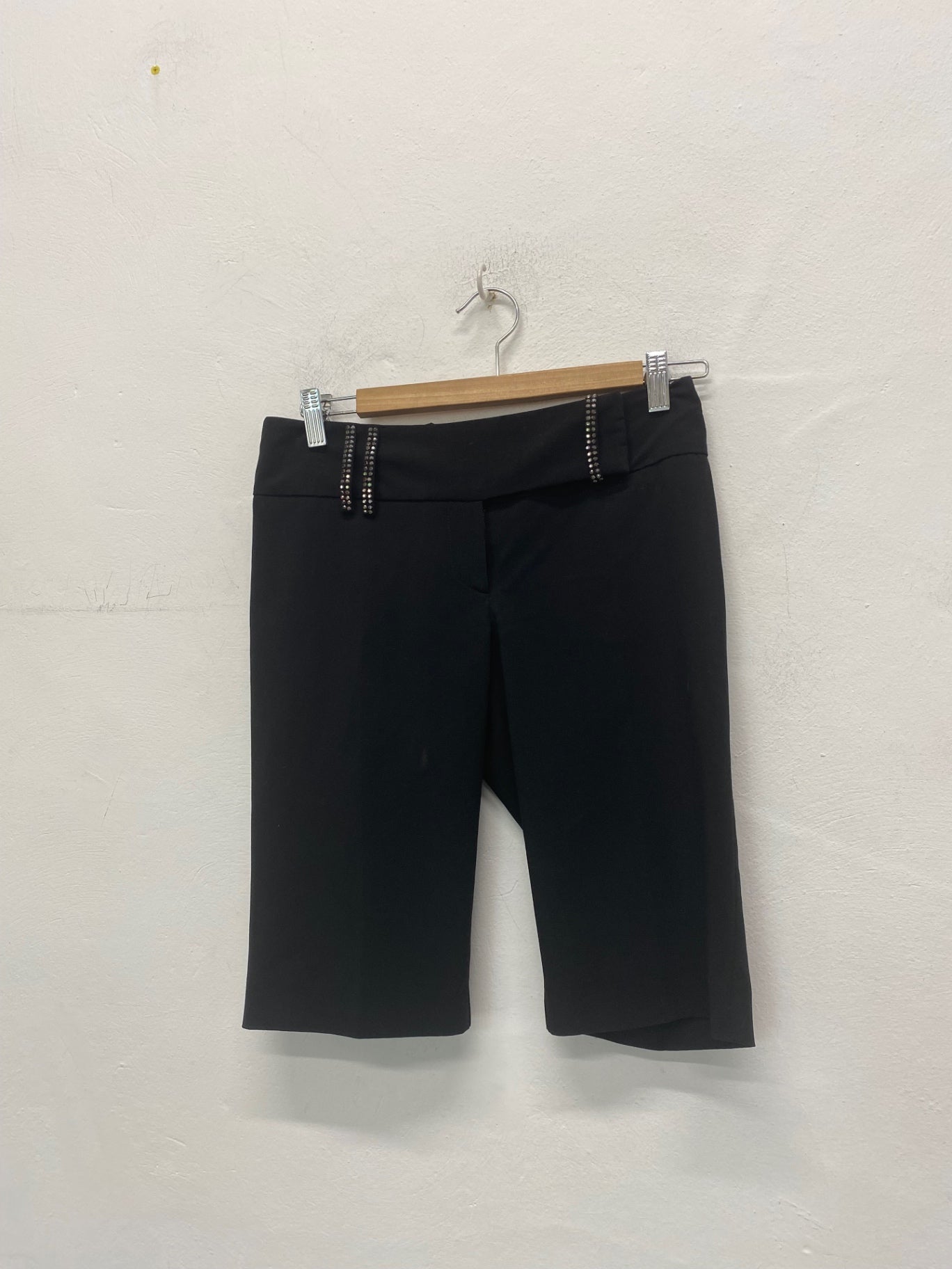 Gorgeous River island Formal Shorts Uk8 Black & Diamante Y2K SL002