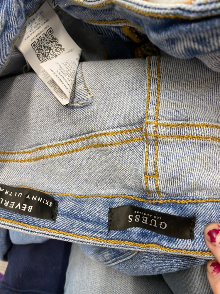 Gorgeous Guess Beverley Ultra skinny Jeans W27” Blue distressed  low rise SL002