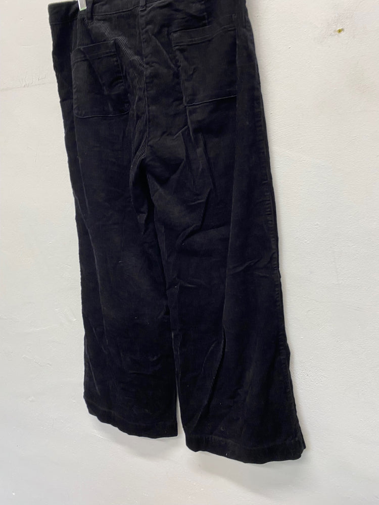 Gorgeous Seasalt cornwall Dillwyn Corduroy Trousers Uk16 Black Wide leg NR002