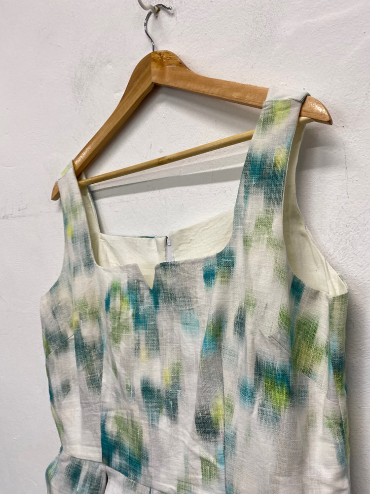 Gorgeous Handmade Vintage Dress Uk14 White & pastel green NR002