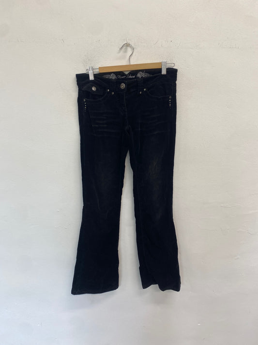 Gorgeous River Island Low rise cord Jeans flare UK8 Black SL002