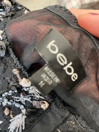 Gorgeous Bebe Corset UK M Black & White wired embellished SL002