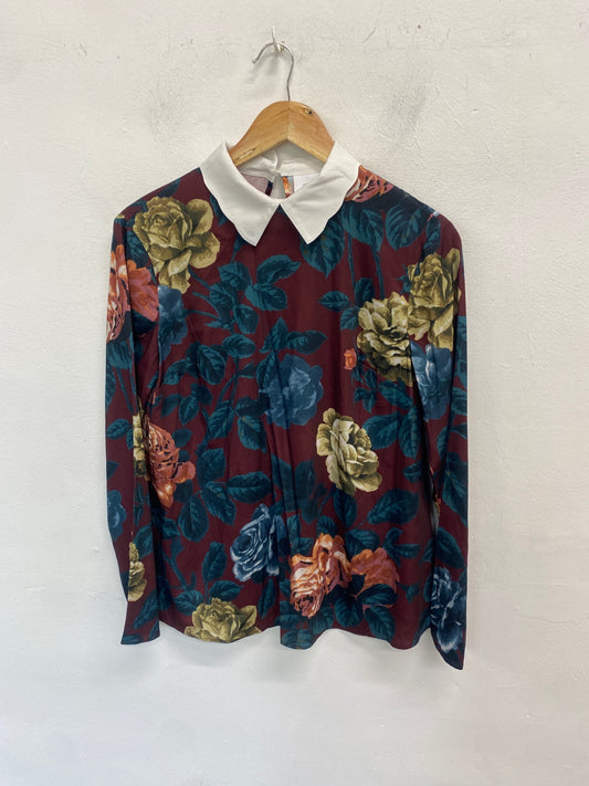 Gorgeous ASOS Blouse UK8 Burgundy floral maternity SL002