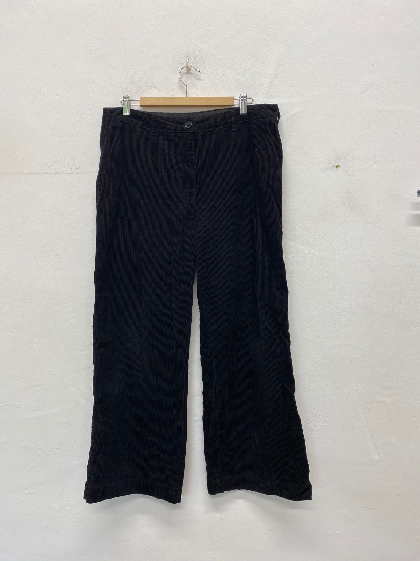 Gorgeous Seasalt cornwall Dillwyn Corduroy Trousers Uk16 Black Wide leg NR002