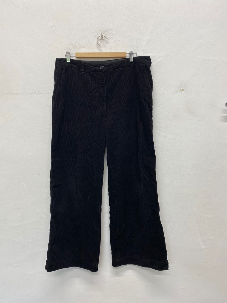 Gorgeous Seasalt cornwall Dillwyn Corduroy Trousers Uk16 Black Wide leg NR002