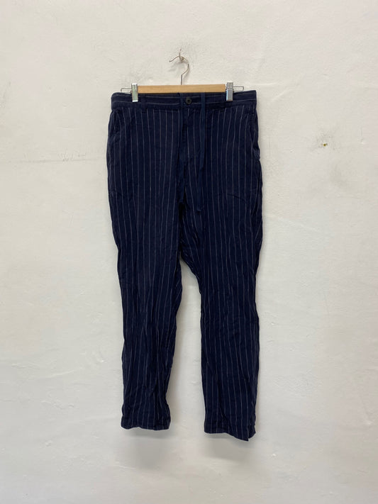 Gorgeous Uniqlo Trousers XL Navy blue with white pinstripes NR002