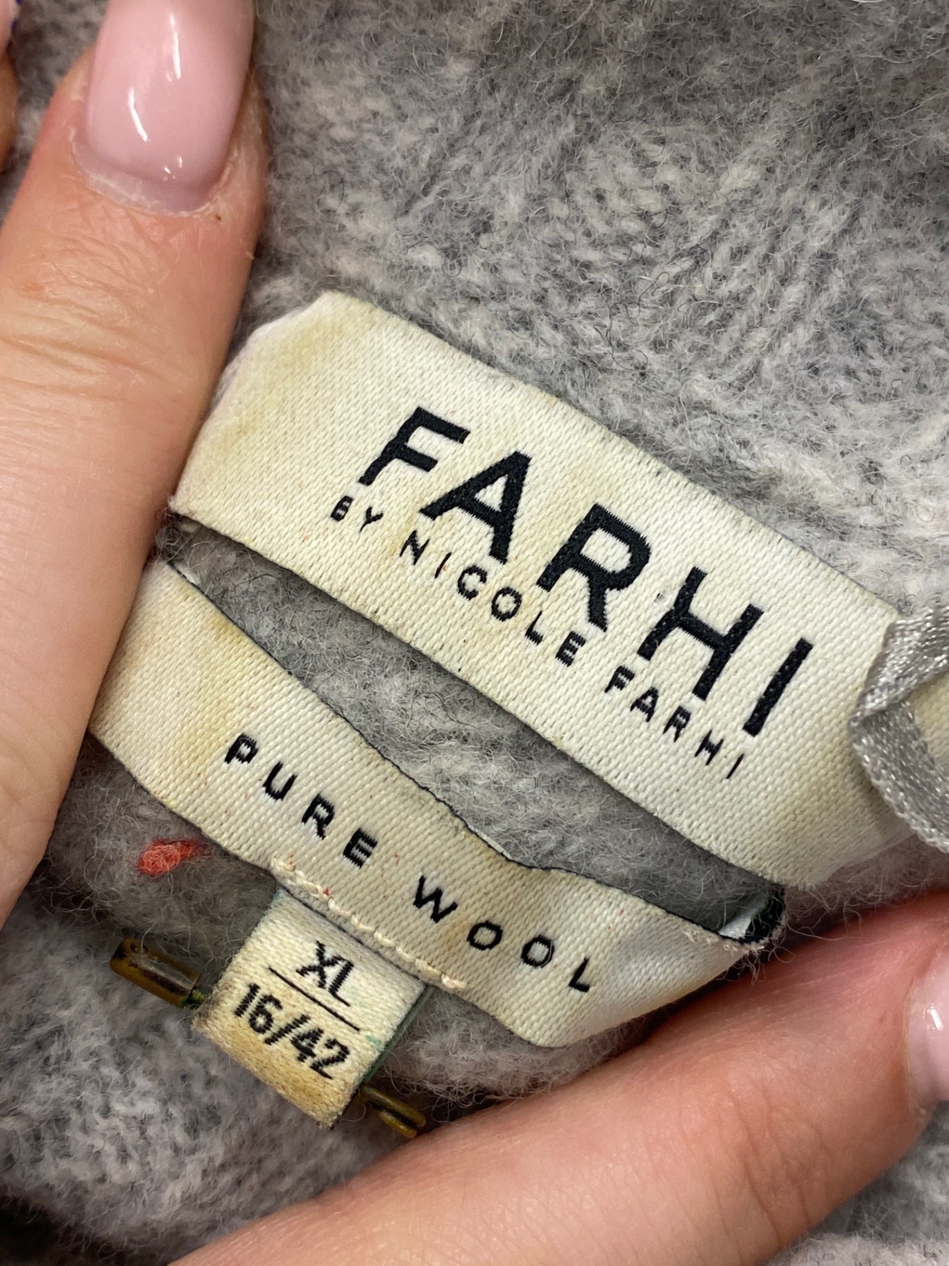 Gorgeous FARHI by Nicole Farhi Sweater UK XL Grey NR002